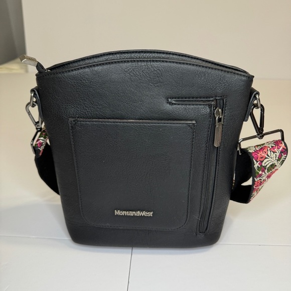 Montana West Black Crossbody Bag w/ Embroidered Strap – Vegan Leather Purse - Picture 2 of 10